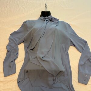 Ann Taylor Soft Blue Bow-Tie Blouse